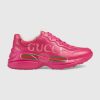 Gucci Women Rhyton Gucci Logo Leather Sneaker-Rose