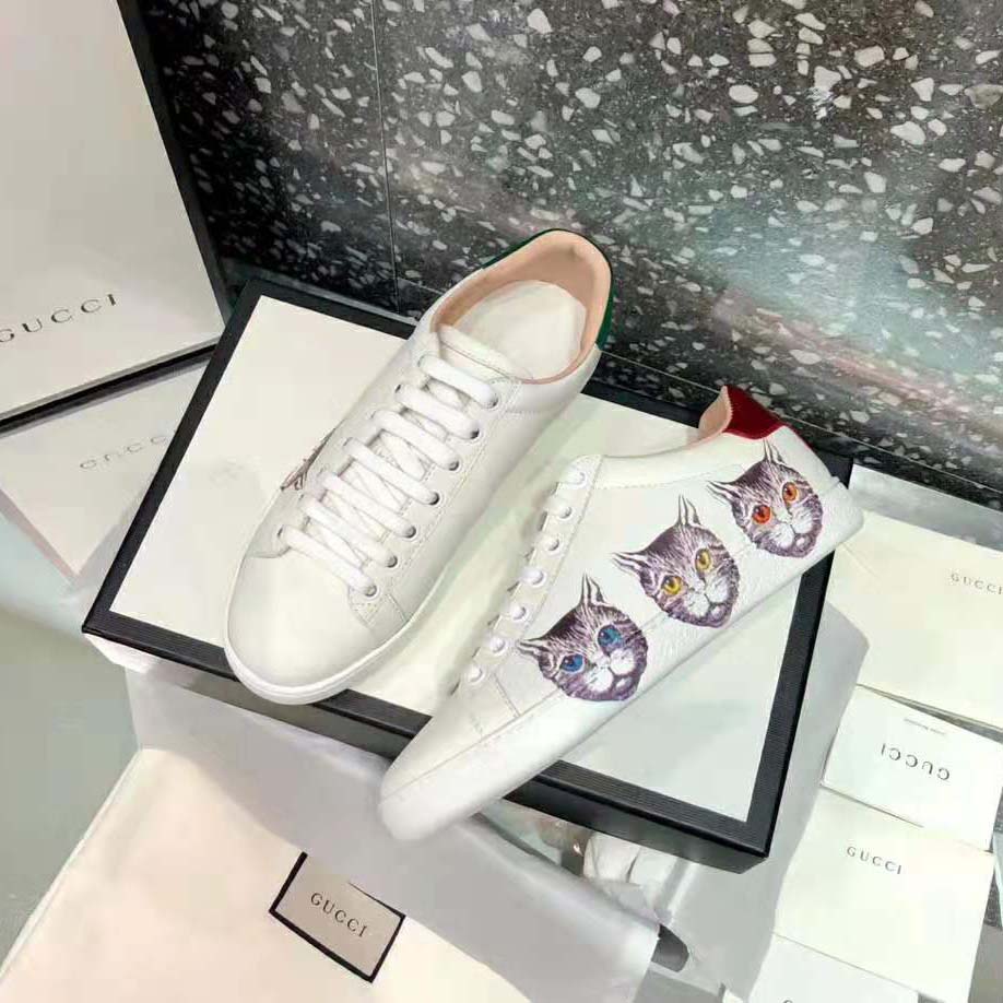 Gucci Women's Ace Sneaker with Mystic Cat Crafted in White Leather - LULUX