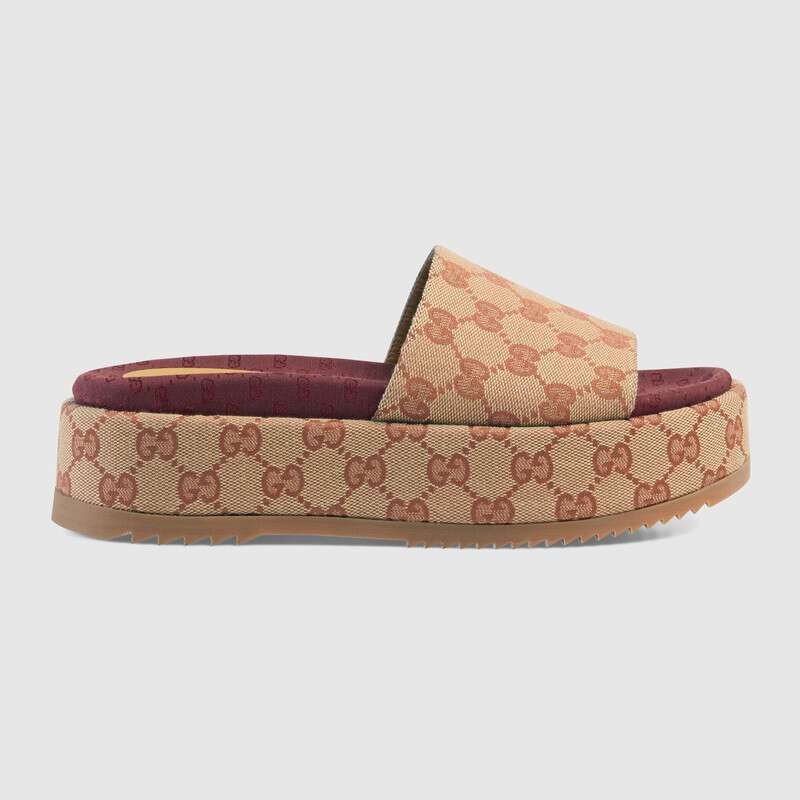 Gucci Women's Original GG Slide Sandal 6.1cm Height-Brown - LULUX