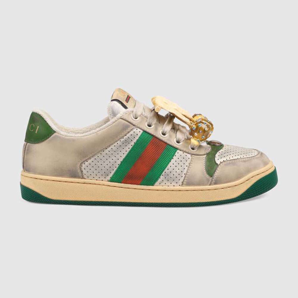 Gucci Women's Screener Sneaker with Cherries 3.6cm Height-Green - LULUX