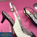 Gucci Women Shoes Leather Sling-Back Pump with Web Bow 50mm Heel-White - Image 4