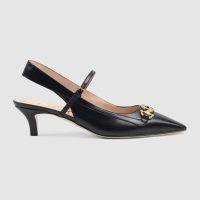 Gucci Women Zumi Leather Low-Heel Slingback Pump 4.6cm Height-Black