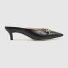Gucci Women Zumi Leather Slide 4.6 cm Height-Black