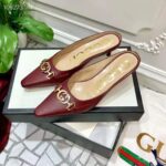 Gucci Women Zumi Leather Slide 4.6 cm Height-Maroon - Image 4