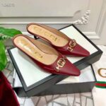 Gucci Women Zumi Leather Slide 4.6 cm Height-Maroon - Image 2