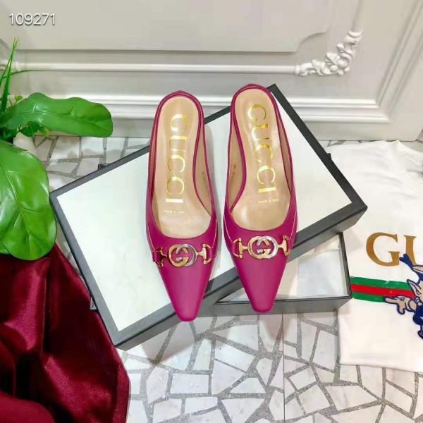 Gucci Women Zumi Leather Slide 4.6 cm Height-Rose - LULUX