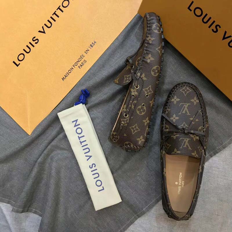 LOUIS VUITTON Arizona Moccasin Monogram Canvas Men's Shoes Loafers-US