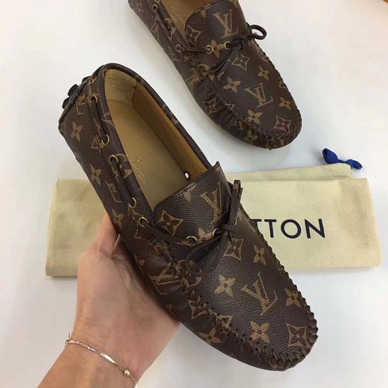 LOUIS VUITTON Arizona Moccasin Monogram Canvas Men's Shoes Loafers-US