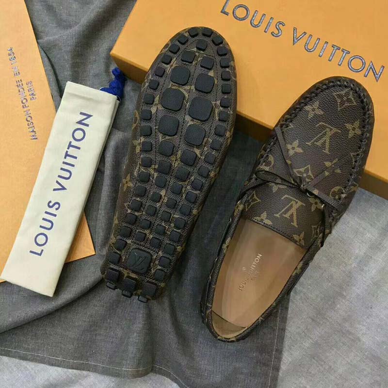 LOUIS VUITTON Arizona Moccasin Monogram Canvas Men's Shoes Loafers-US