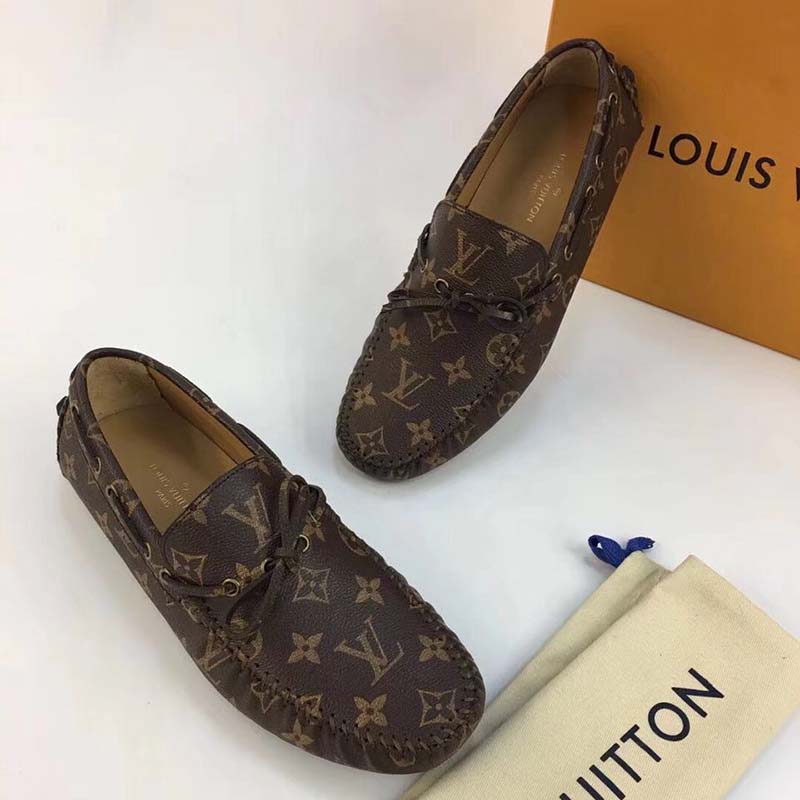 LOUIS VUITTON Arizona Moccasin Monogram Canvas Men's Shoes Loafers-US