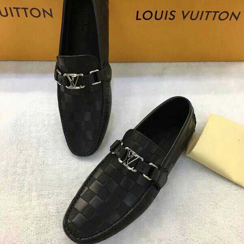 $1189.00 !! LOUIS VUITTON MEN'S BLACK LOAFERS LUXURY SHOES MARKED U.K  SIZE 9.5 M