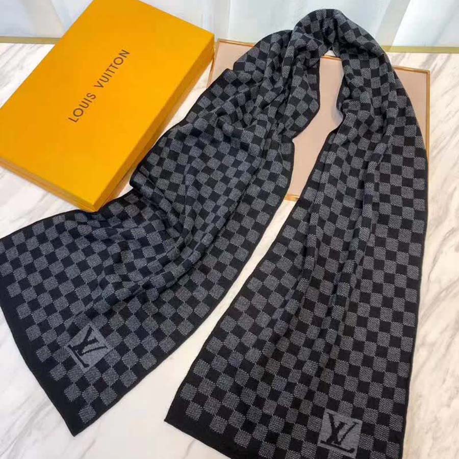 Men's Damier Warm Oversized Scarf, LOUIS VUITTON