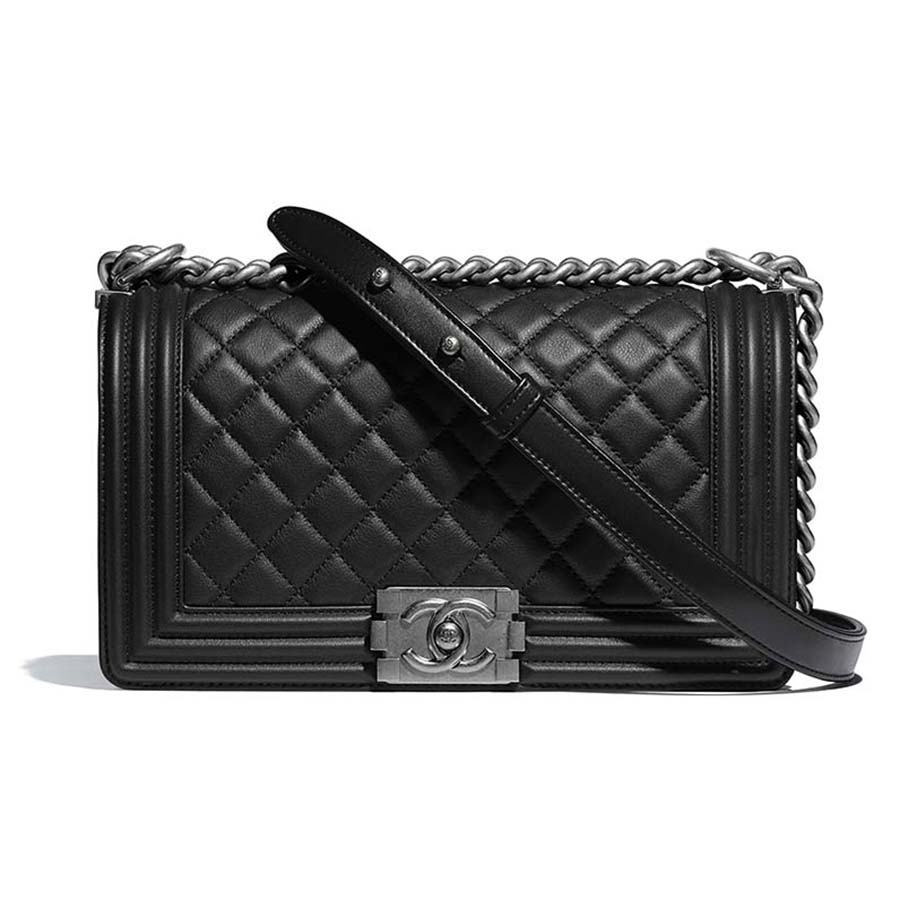 Chanel Boy New Medium in Black Caviar with Ruthenium-Finish Metal