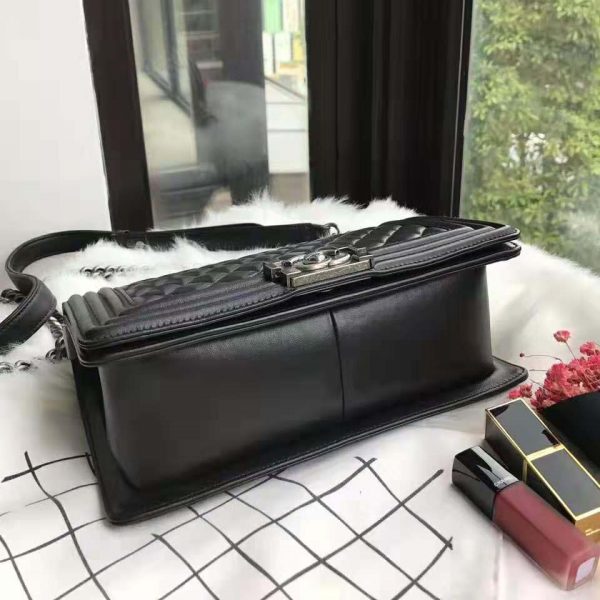 Chanel Boy Chanel Handbag in Calfskin & Ruthenium-Finish Metal-Black (12)