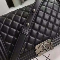 Chanel Boy Chanel Handbag in Calfskin & Ruthenium-Finish Metal-Black (1)