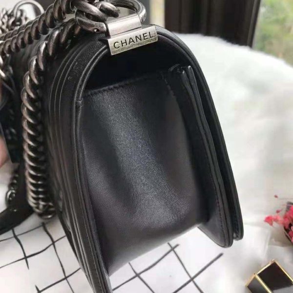 Chanel Boy Chanel Handbag in Calfskin & Ruthenium-Finish Metal-Black (7)