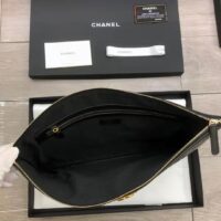 Chanel Unisex Boy Chanel Large Pouch in Lambskin Leather-Black (1)