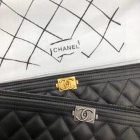 Chanel Unisex Boy Chanel Large Pouch in Lambskin Leather-Black (1)