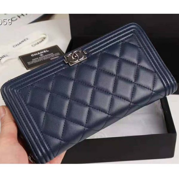 Chanel Unisex Boy Chanel Long Zipped Wallet in Grained Calfskin Leather