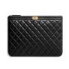 Chanel Unisex Boy Chanel Pouch in Lambskin Leather-Black