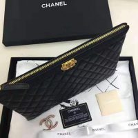 Chanel Unisex Boy Chanel Pouch in Lambskin Leather-Black (1)