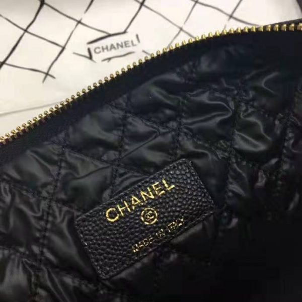 Chanel Unisex Boy Chanel Pouch in Lambskin Leather-Black (7)