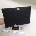 Chanel Unisex Boy Chanel Pouch in Lambskin Leather-Black - Image 6