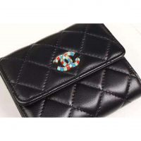 Chanel Unisex Small Flap Wallet in Lambskin Leather-Black (1)