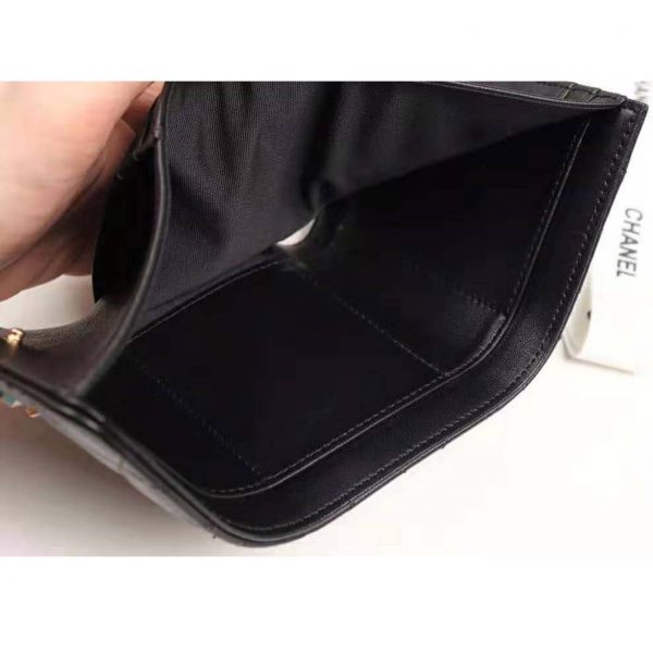 Chanel Unisex Small Flap Wallet in Lambskin Leather-Black (6)