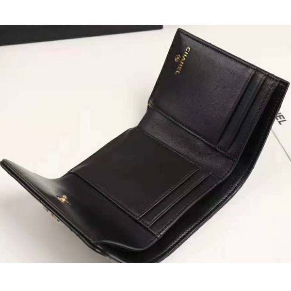 Chanel Unisex Small Flap Wallet in Lambskin Leather-Black (7)
