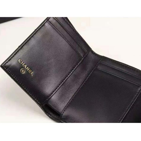 Chanel Unisex Small Flap Wallet in Lambskin Leather-Black (8)