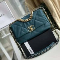 Chanel Women 19 Large Flap Bag in Goatskin Leather-Blue (1)