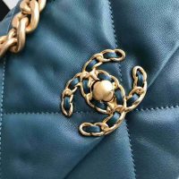Chanel Women 19 Large Flap Bag in Goatskin Leather-Blue (1)