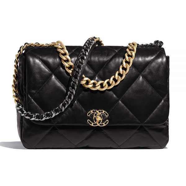 Chanel Women 19 Maxi Flap Bag in Goatskin Leather-Black (1)