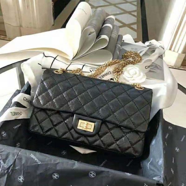 Chanel Women 2.55 Handbag in Aged Calfskin Leather-Black (2)