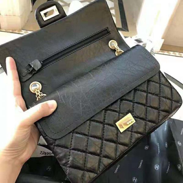 Chanel Women 2.55 Handbag in Aged Calfskin Leather-Black (8)