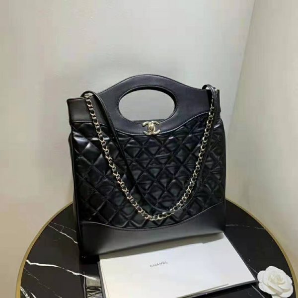 Chanel Women 31 Shopping Bag in Calfskin Leather-Black (2)