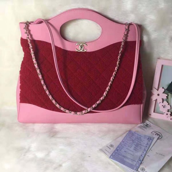 Chanel Women 31 Shopping Bag in Shearling Sheepskin and Calfskin Leather-Red (2)