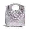 Chanel Women 31 Small Shopping Bag in Aged Calfskin Leather-Silver