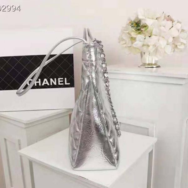 Chanel Women 31 Small Shopping Bag in Aged Calfskin Leather-Silver (5)