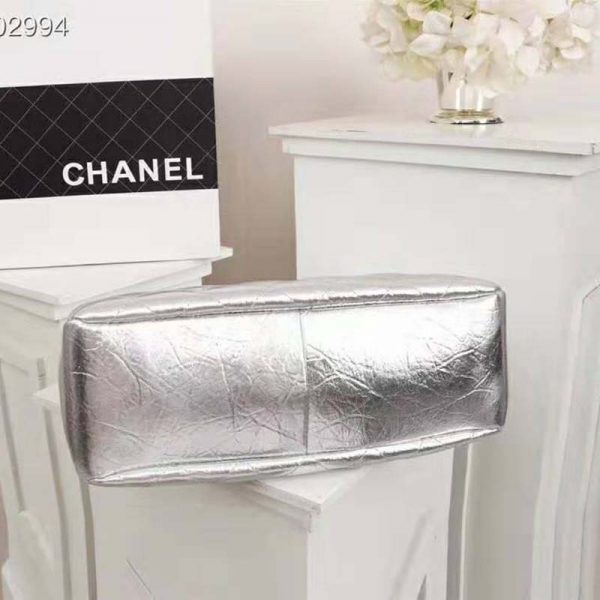 Chanel Women 31 Small Shopping Bag in Aged Calfskin Leather-Silver (6)