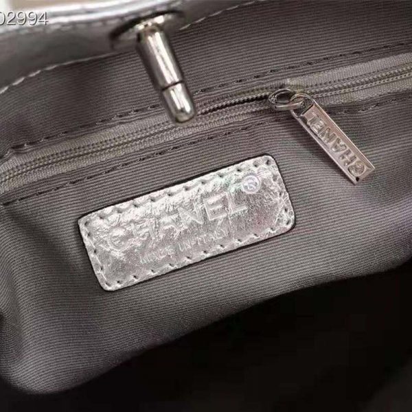 Chanel Women 31 Small Shopping Bag in Aged Calfskin Leather-Silver (7)