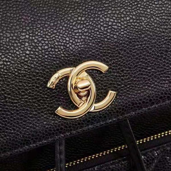 Chanel Women Backpack in Embossed Grained Calfskin Leather-Black (3)