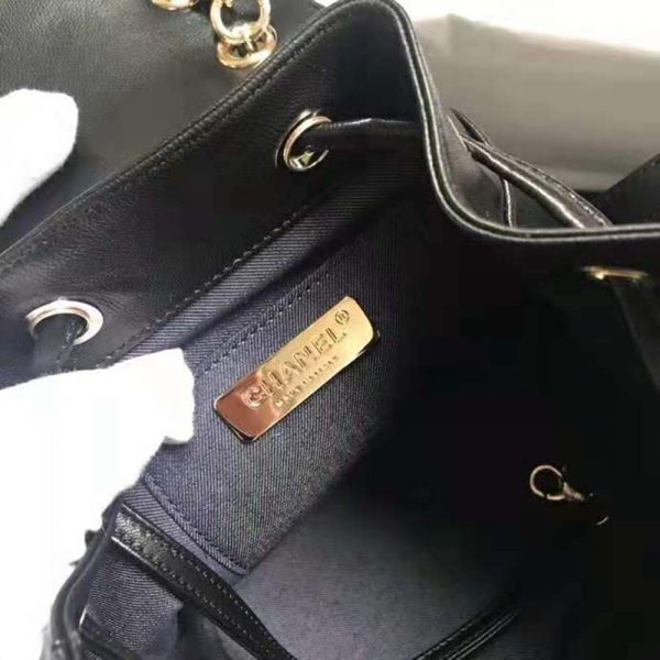 Chanel Women Backpack in Lambskin Leather-Black (10)