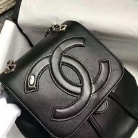 Chanel Women Backpack in Lambskin Leather-Black (1)