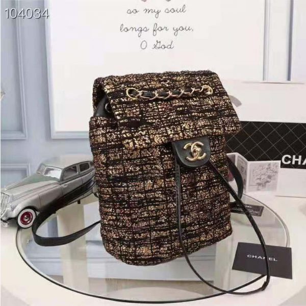 chanel tweed backpack