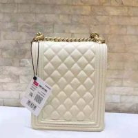 Chanel Women Boy Chanel Handbag in Grained Calfskin Leather-Beige (1)