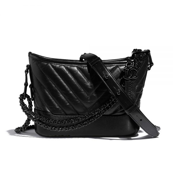 Chanel Women Chanel’s Gabrielle Small Hobo Bag in Aged Calfskin Leather-Black (1)