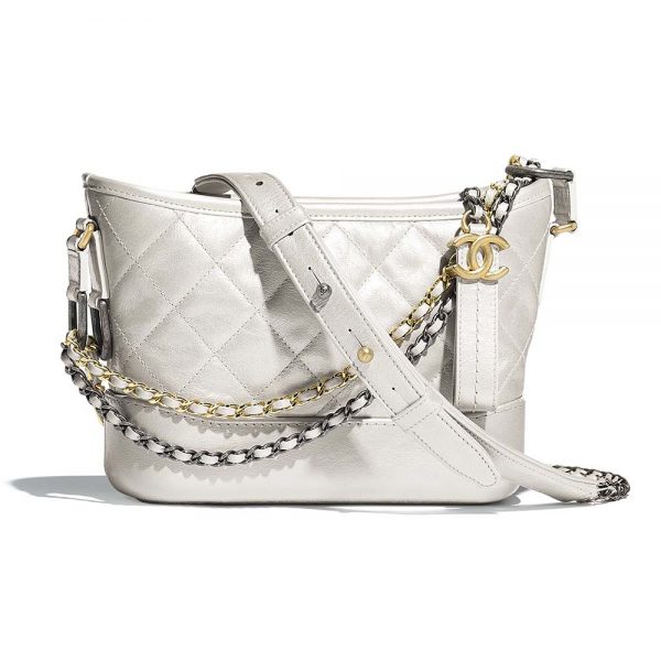 Chanel Women Chanel’s Gabrielle Small Hobo Bag in Aged Calfskin Leather-White (1)