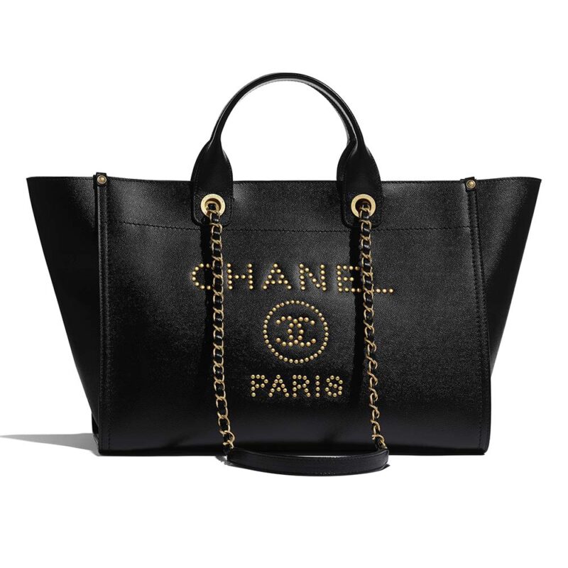 Chanel Dam Chanels Stora Shoppingväska i Narvat Kalvskinn - Svart